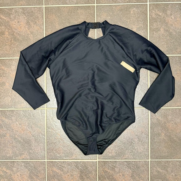 NEW J. Crew Active Ribbed Long Sleeve One Piece Swimsuit Rash Guard Black 22 NWT - Picture 11 of 11